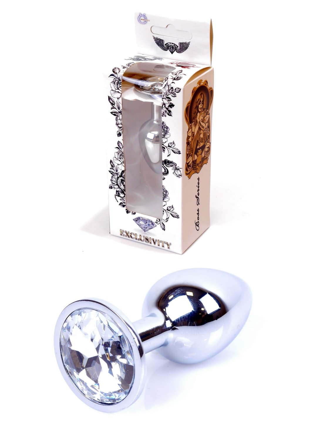Анальна пробка B - Series HeavyFun Jewellery Silver Plug, прозора — фото 1