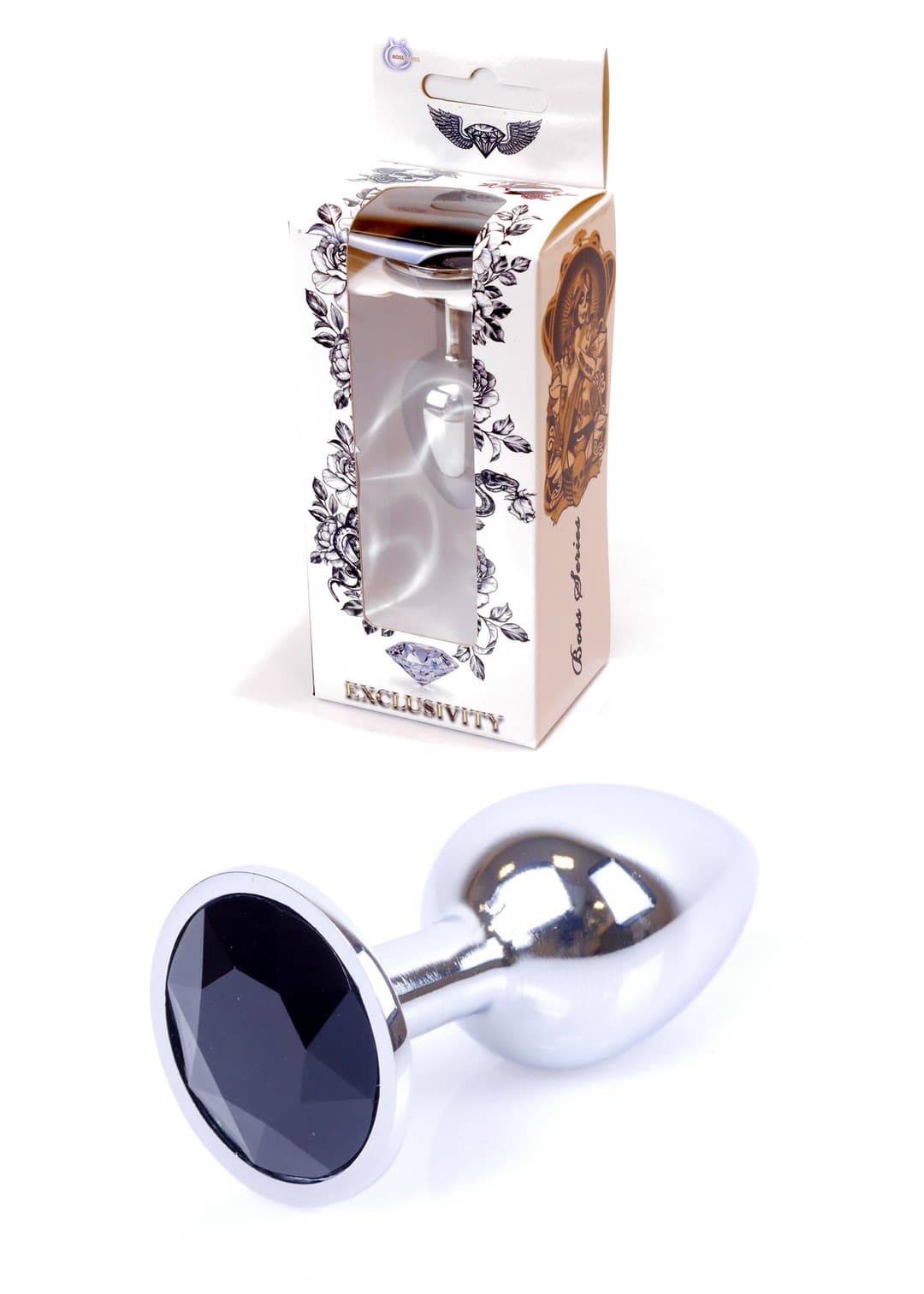 Анальна пробка B - Series HeavyFun Jewellery Silver Plug, чорна — фото 1