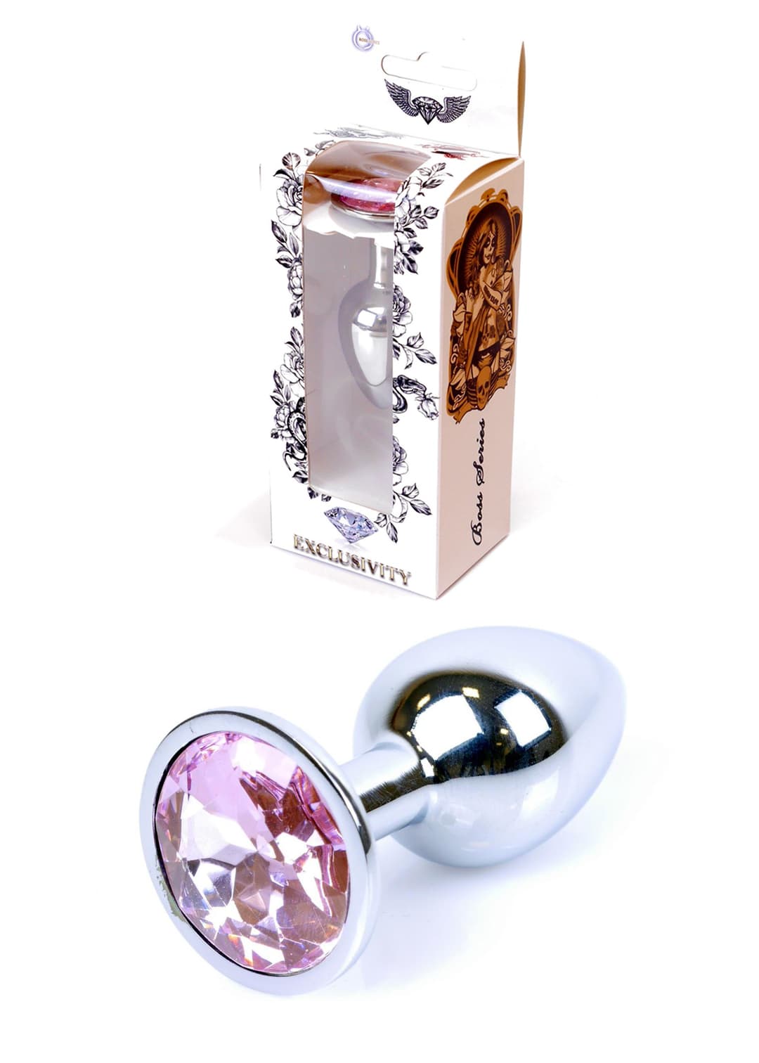 Анальна пробка B - Series HeavyFun Jewellery Silver Plug, рожева — фото 1