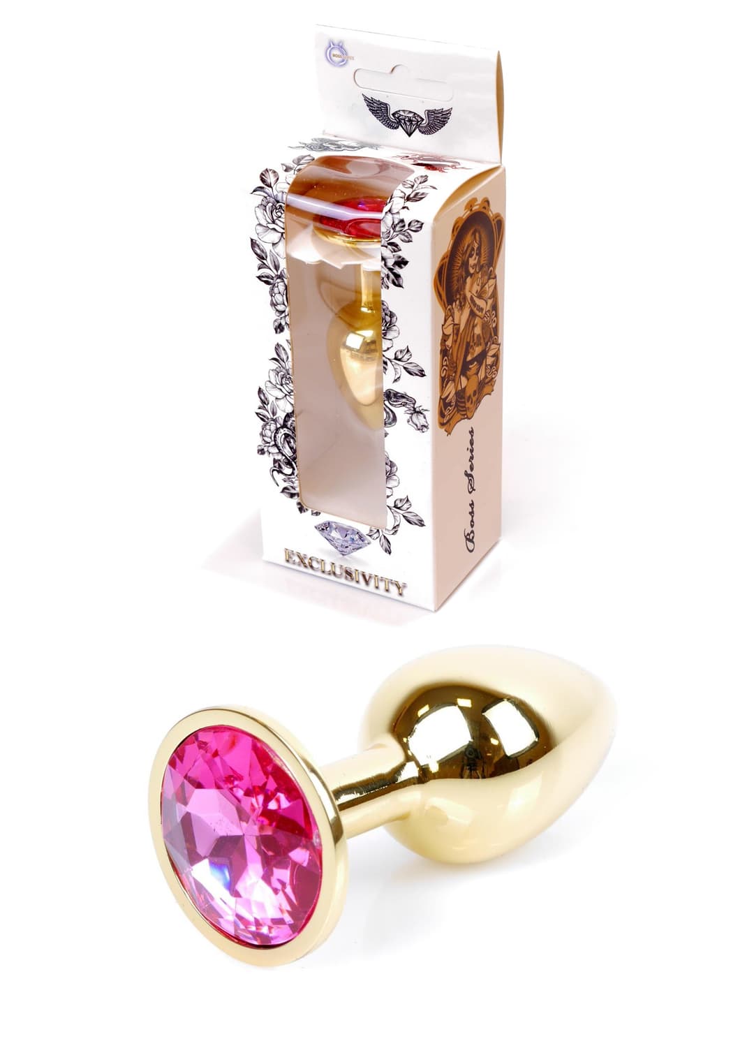 Анальна пробка B - Series HeavyFun Jawellery Gold Plug, золото-рожева — фото 1