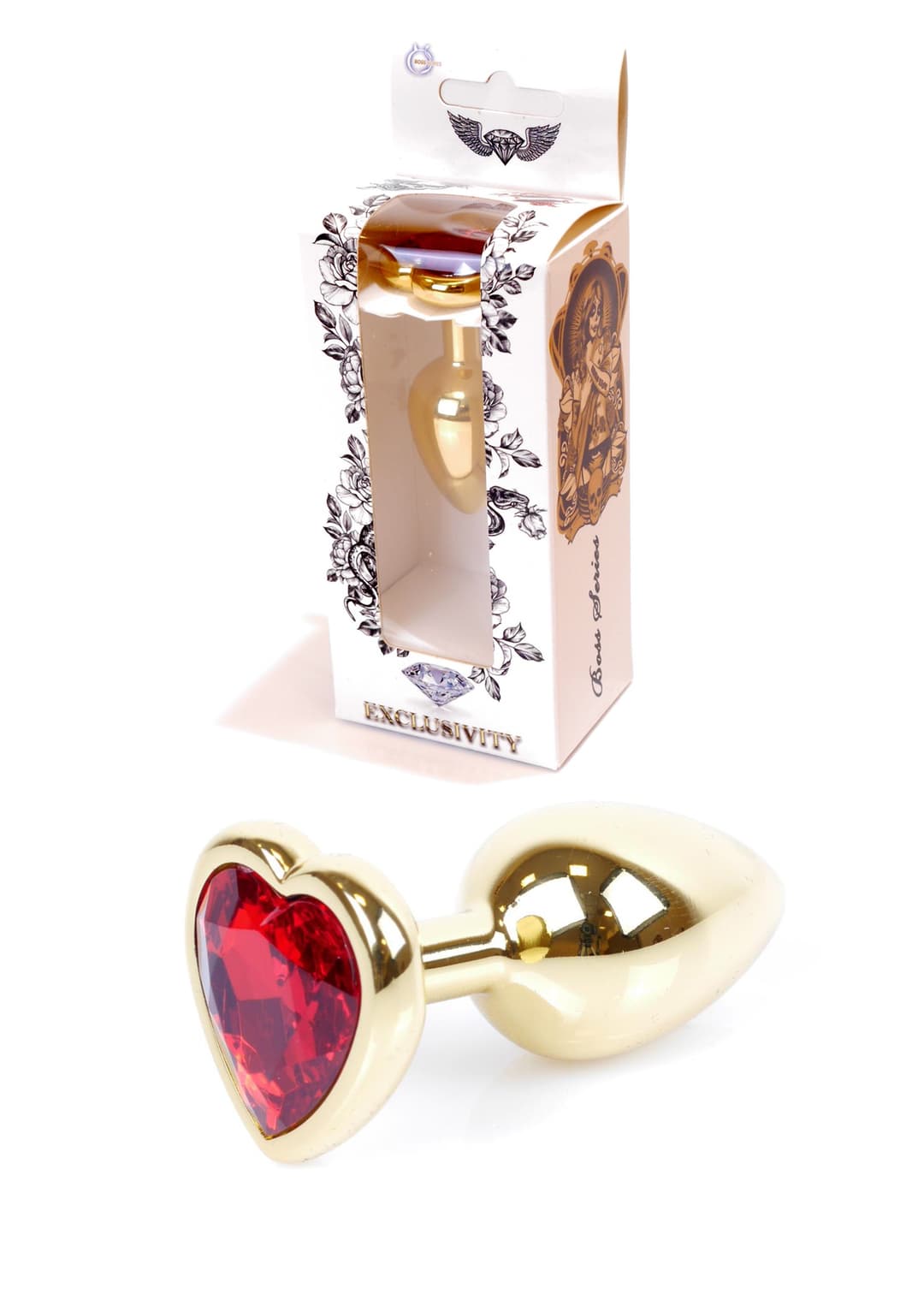 Анальна пробка -Jewellery Gold Heart PLUGRed — фото 1