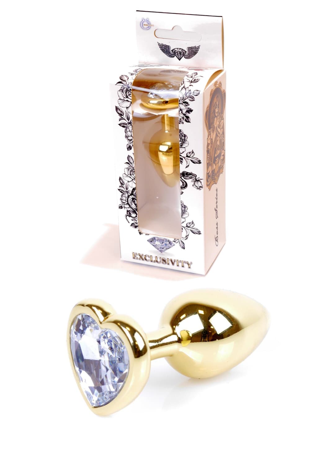 Анальна пробка Jawellery Gold Heart PLUG-Clear — фото 1