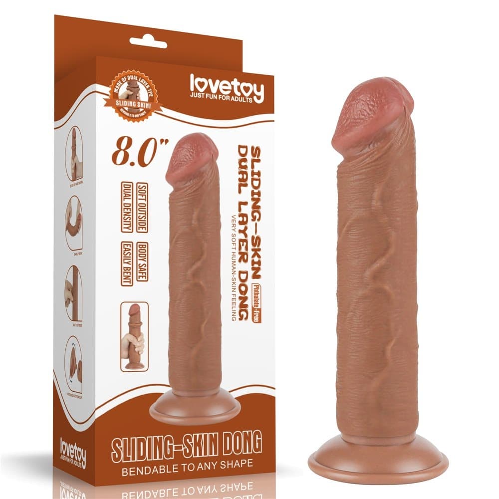 Фалоімітатор 8'' SLIDING SKIN DUAL LAYER DONG BROWN