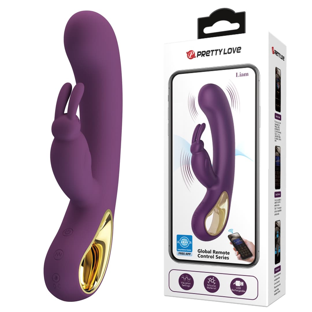 Вібратор PRETTY LOVE Liam purple, 12 vibration functions Mobile APP Long-distance Control