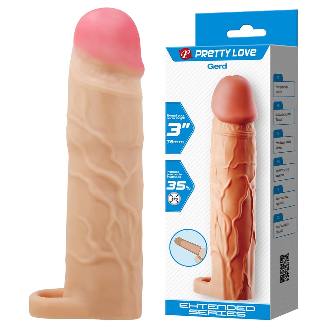 Насадка на пеніс PRETTY LOVE Gerd Flesh, Extend your penis lenghth 3'' (76mm)